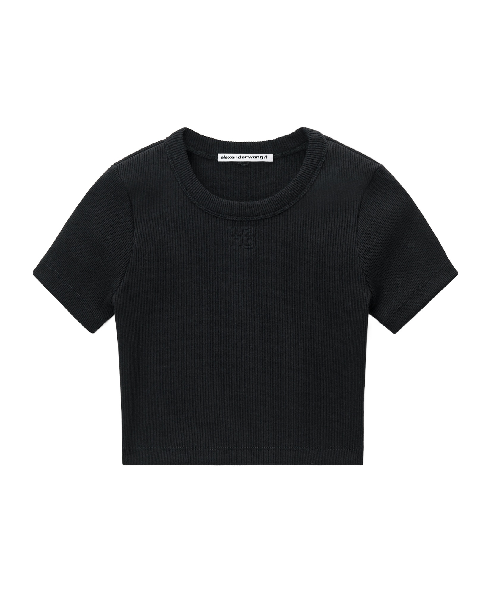 Alexander Wang T Logo-embossed Cropped Top In Black