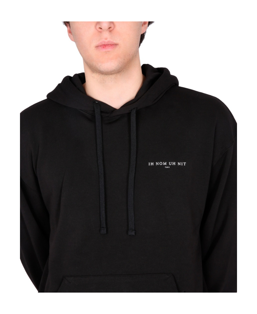 Ih Nom Uh Nit Relaxed Fit Black Hoodie With Graphic Design In Black