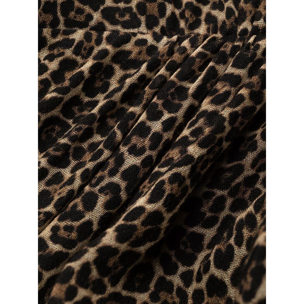 Saint Laurent Leopard-print Short Dress In Black