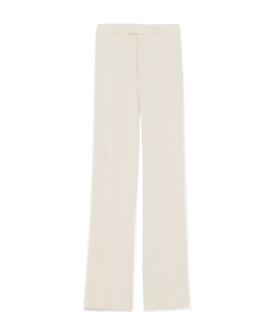 Saint Laurent White Wide Leg Satin Trousers In White