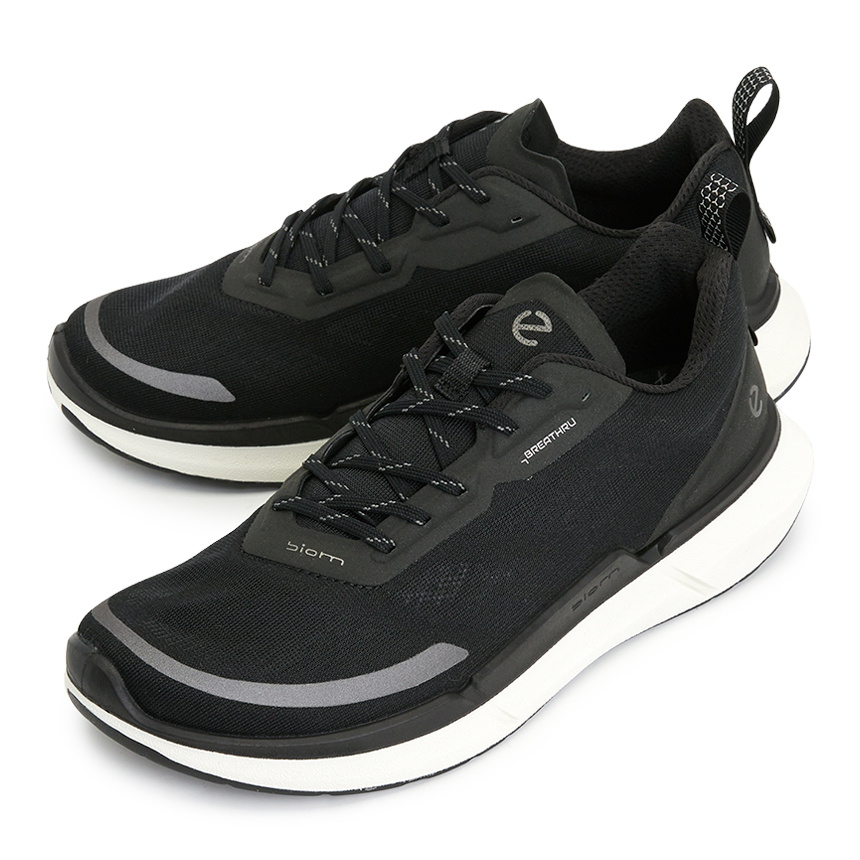 Ecco Lace-up Mesh Sneakers In Black