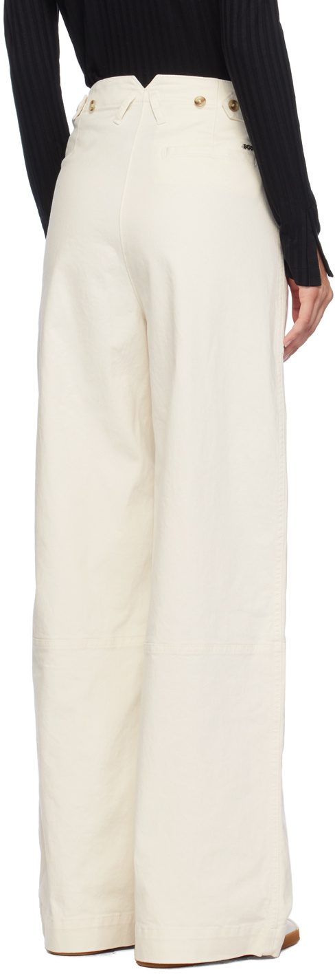 Hugo Boss Off-white Regular-fit Trousers In Off White