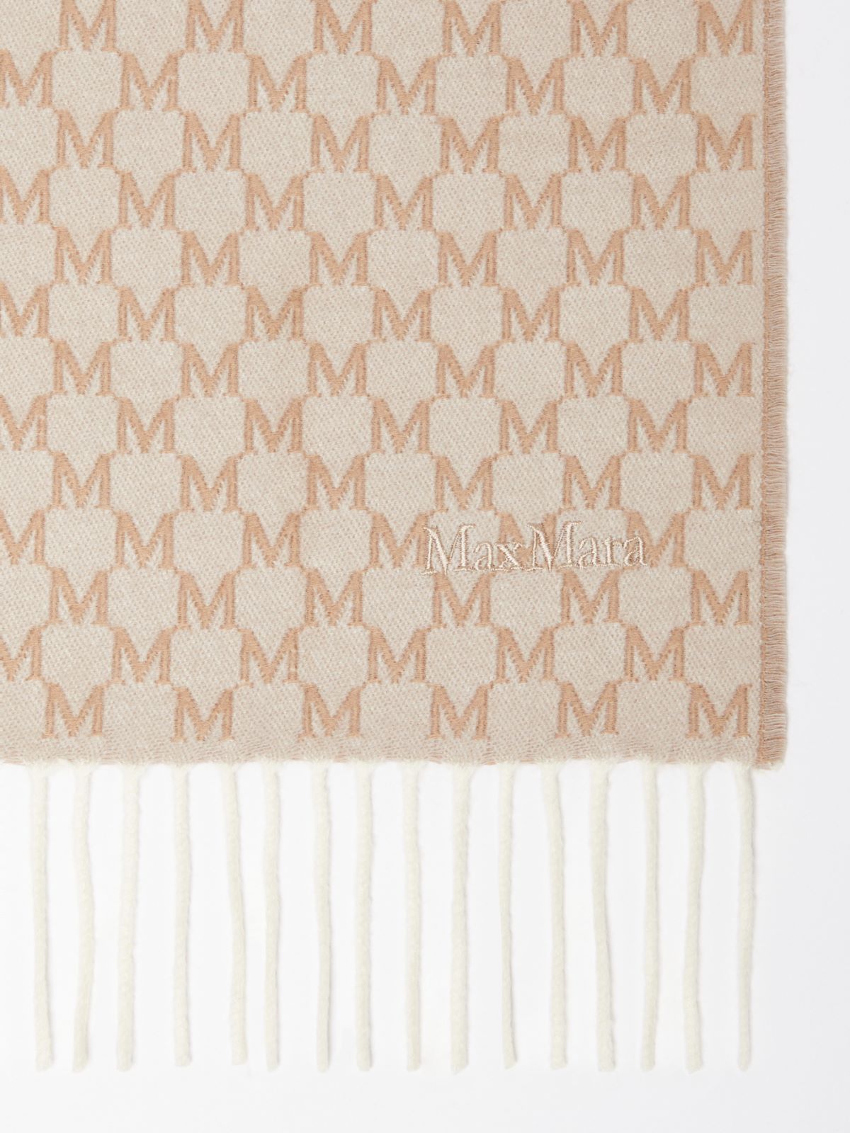 Max Mara Jacquard Wool Shawl In Nude