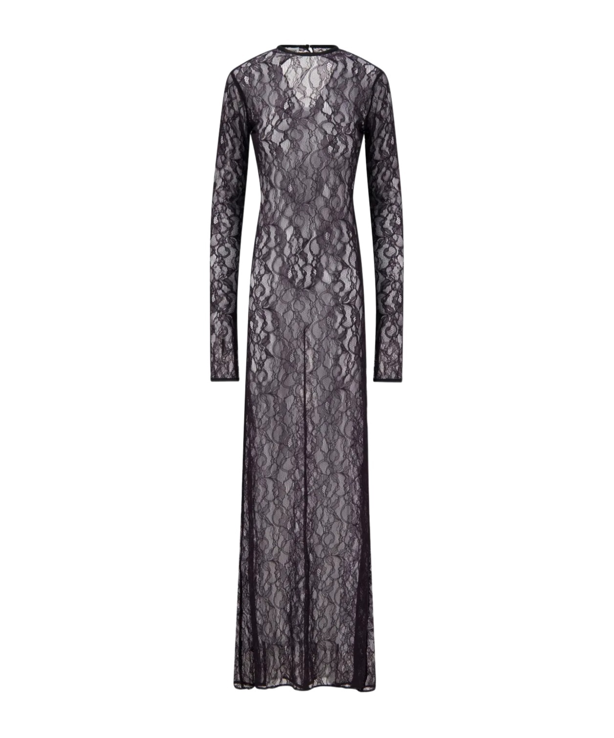 Laneus Chantilly Lace Maxi Dress In Black