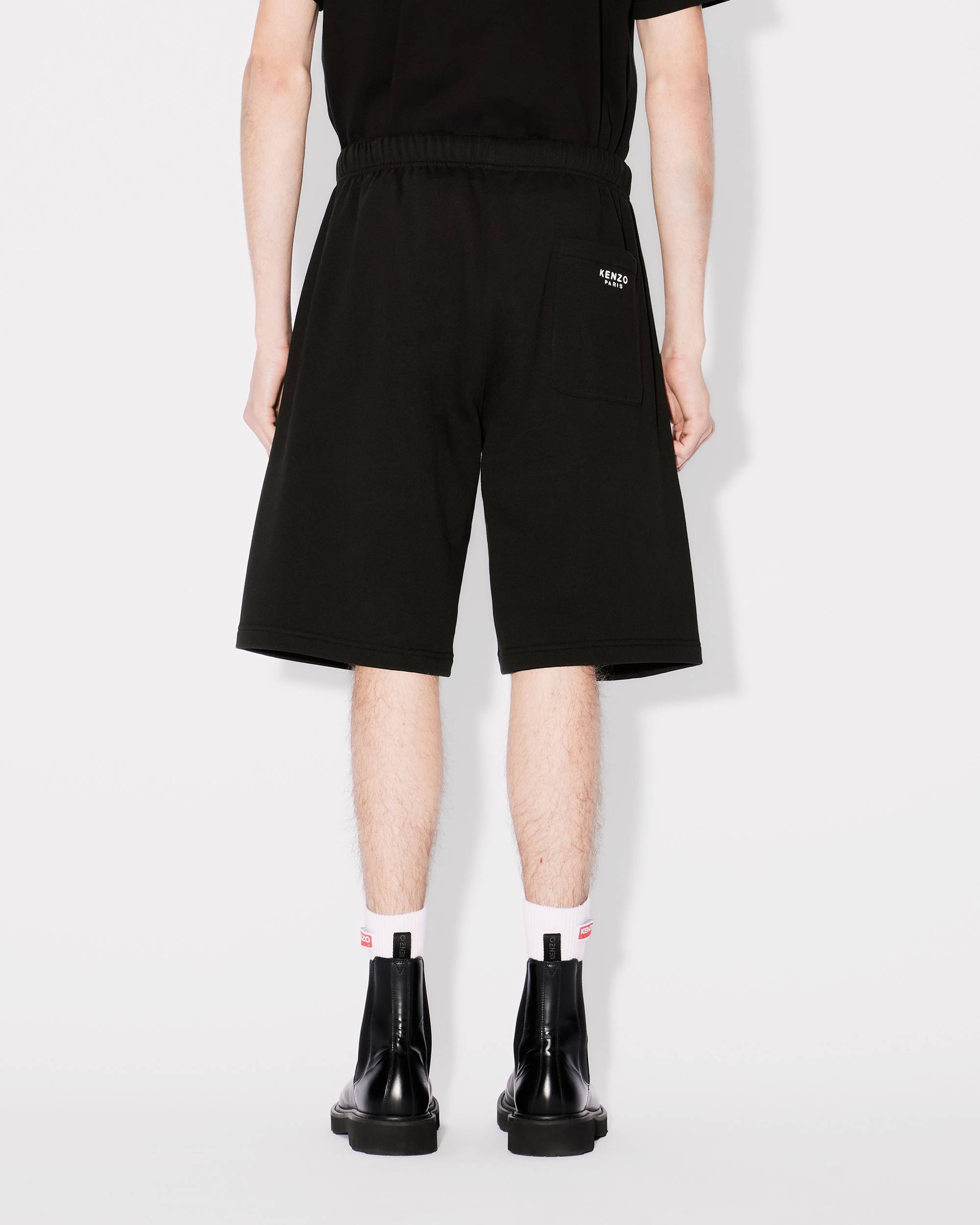 Kenzo Bermuda Cotton Elastic Waistband Shorts In Black