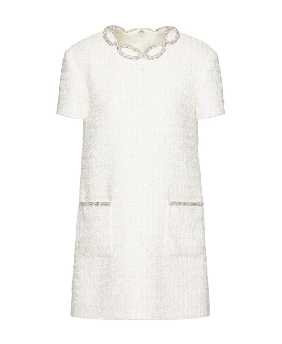 VALENTINO EMBROIDERED TWEED SHORT DRESS