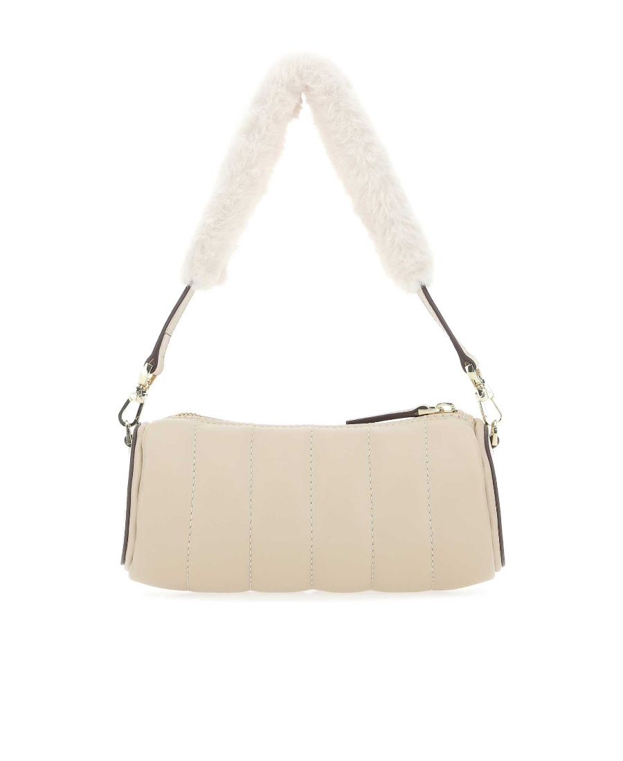 Manu Atelier Quilted Cylinder Shoulder Bag In Nude