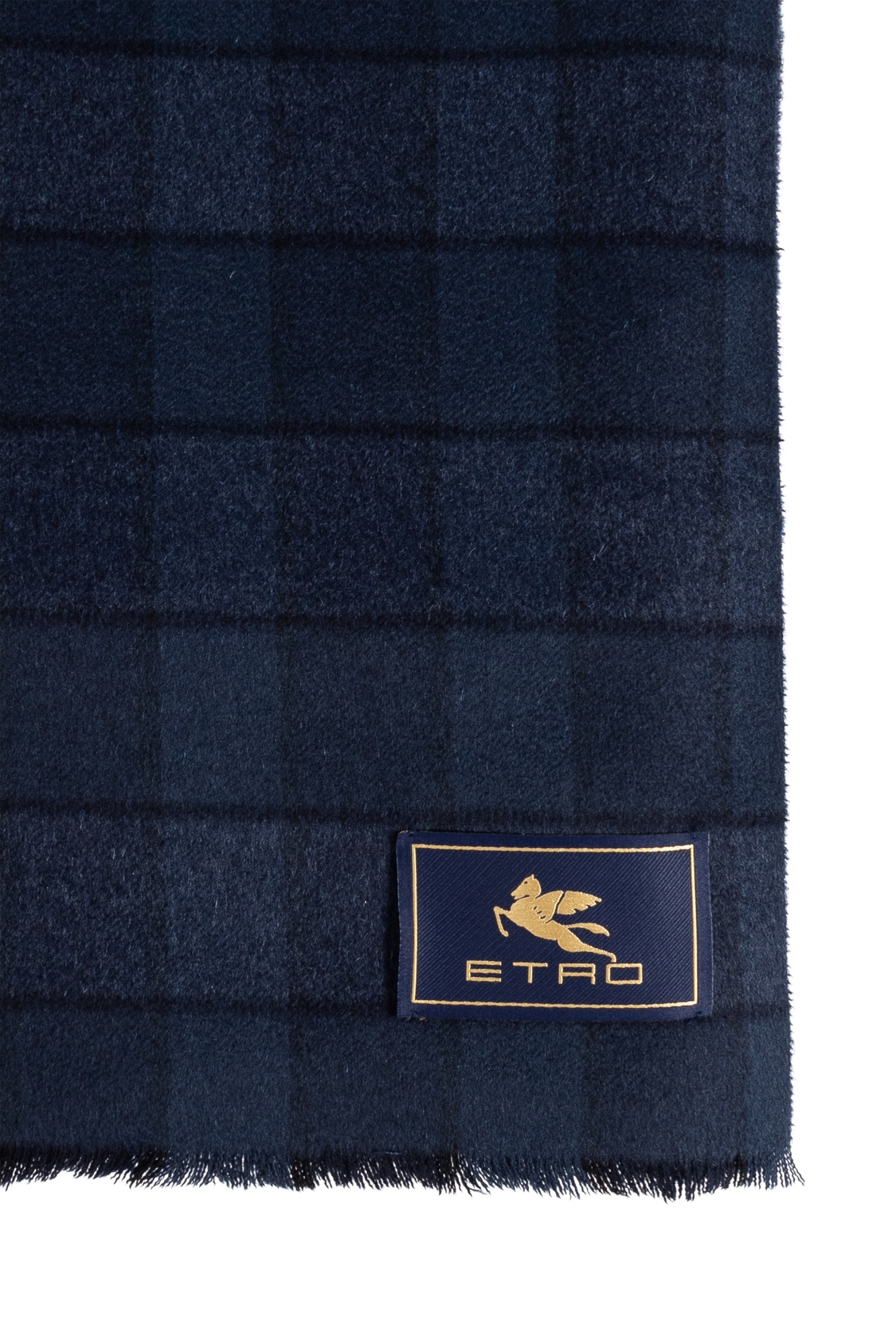 Etro Checked Wool-cashmere Blend Scarf In Black