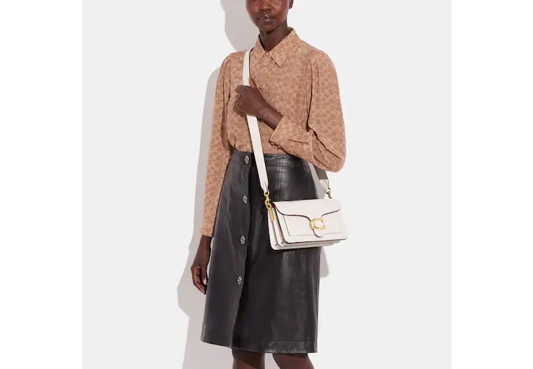 Coach Polished Pebble Leather Tabby Shoulder B In White