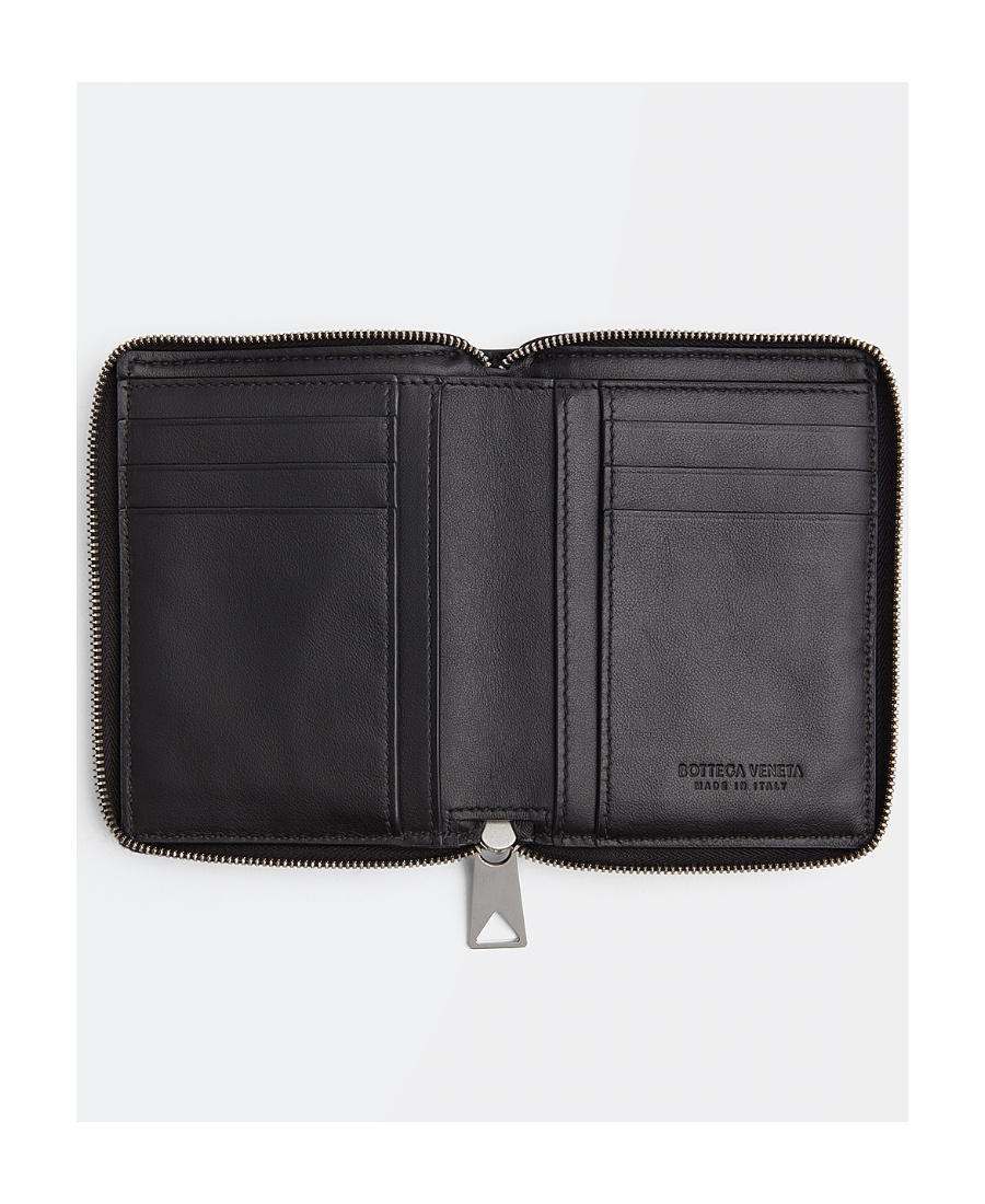 Bottega Veneta Intrecciato Zipped Wallet In Black