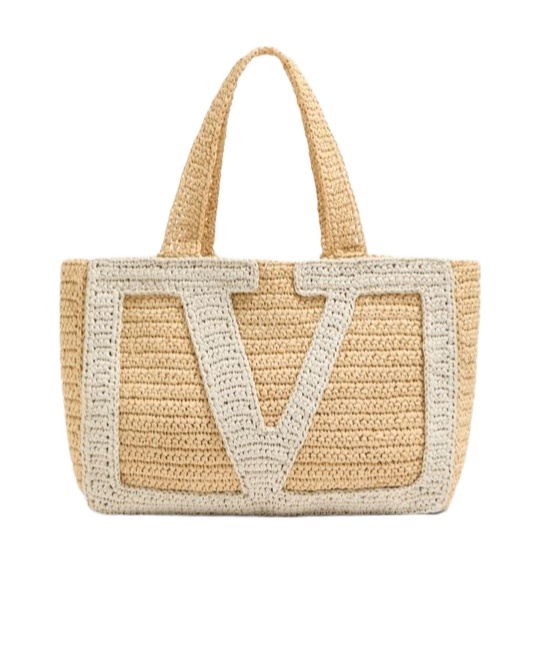 Valentino Large Raffia Viva Superstar Crochet Tote Bag In Brown
