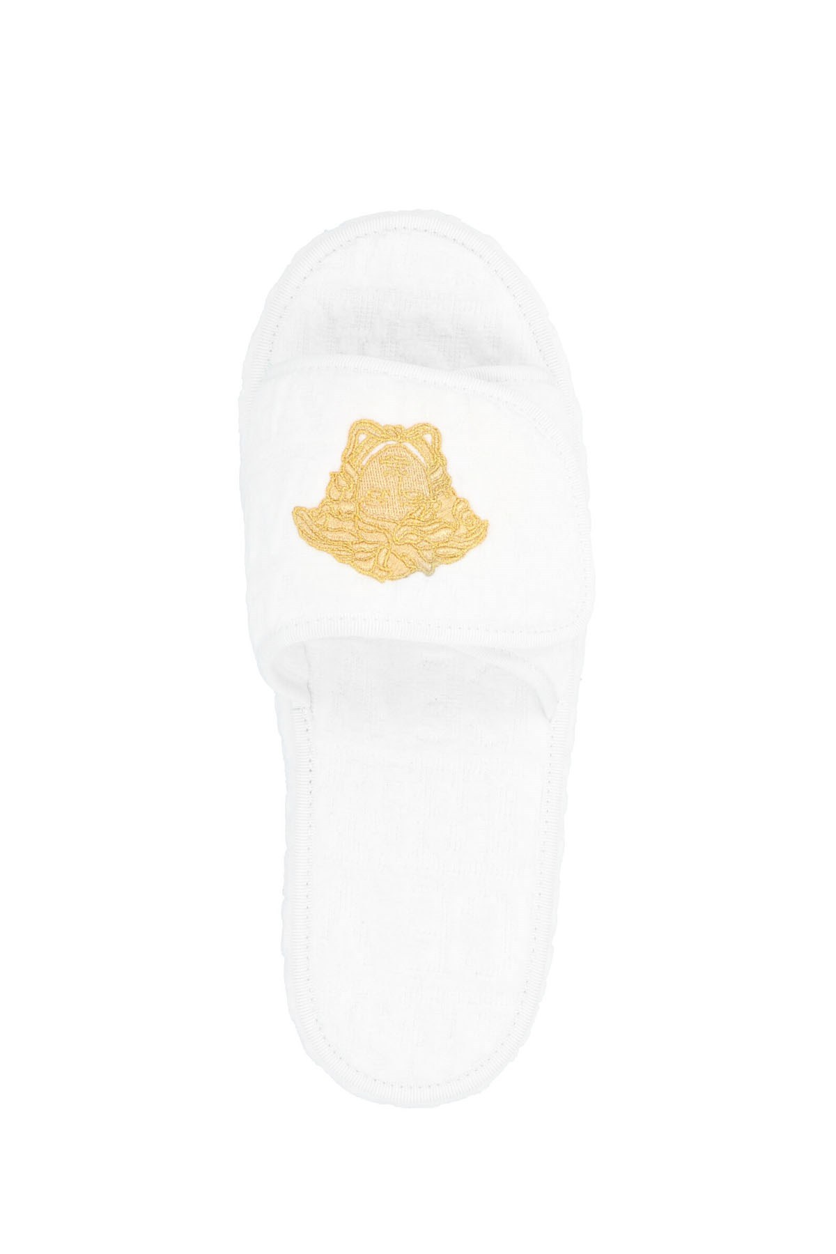 Versace Womens Z4001 White Tessuto Logo-emrboidered Cotton Slippers 6 In White