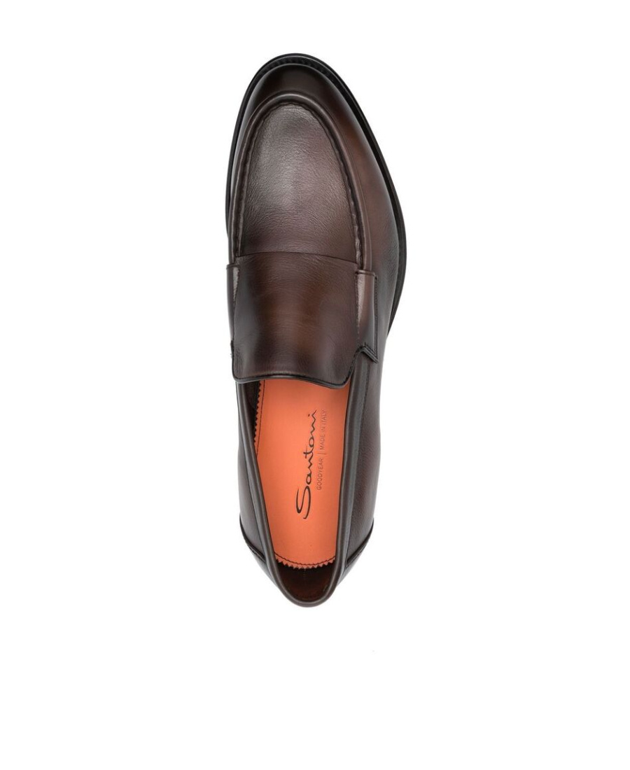 Santoni Logo Business Casual Shoes In Brown