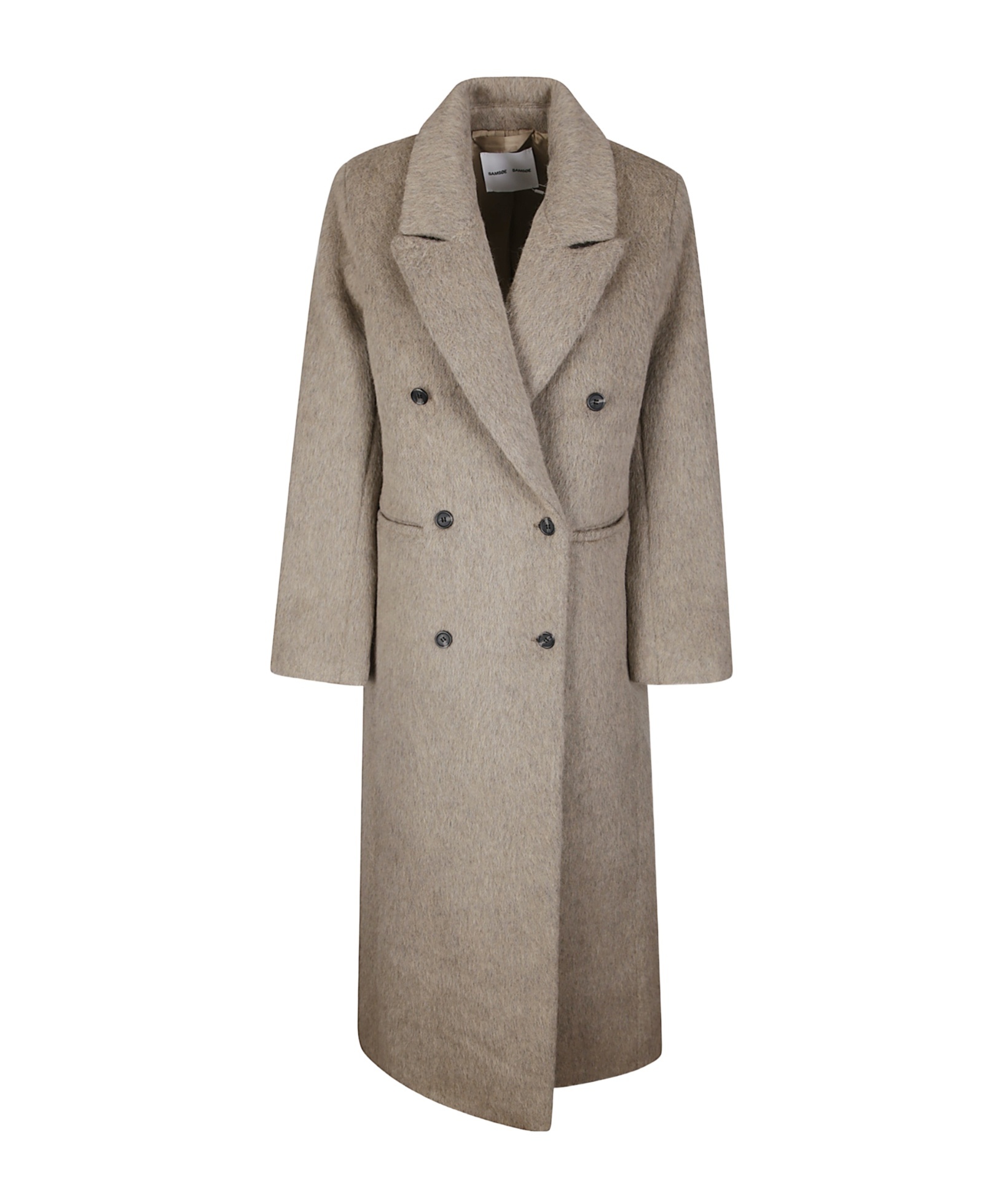 Samsoe & Samsoe Collared Long-sleeved Coat In Brown