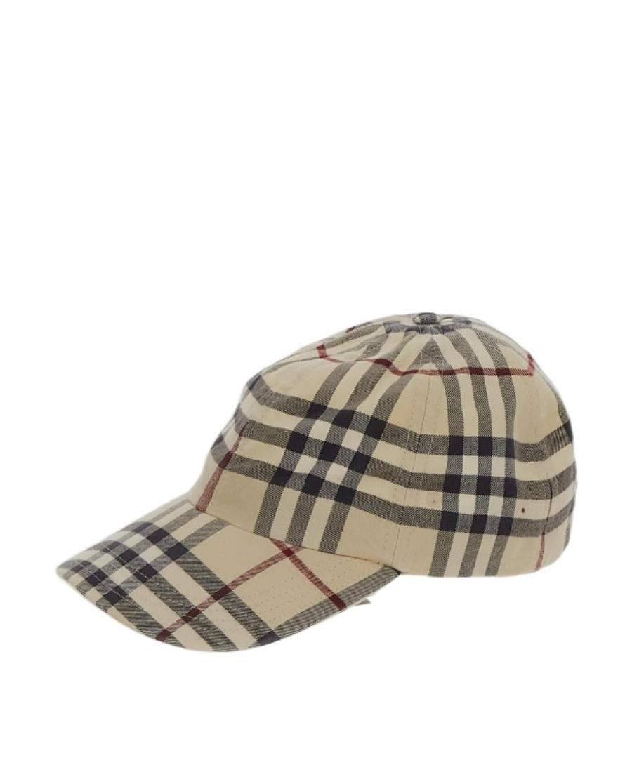 Burberry Plaid-check Cotton Cap In Nude