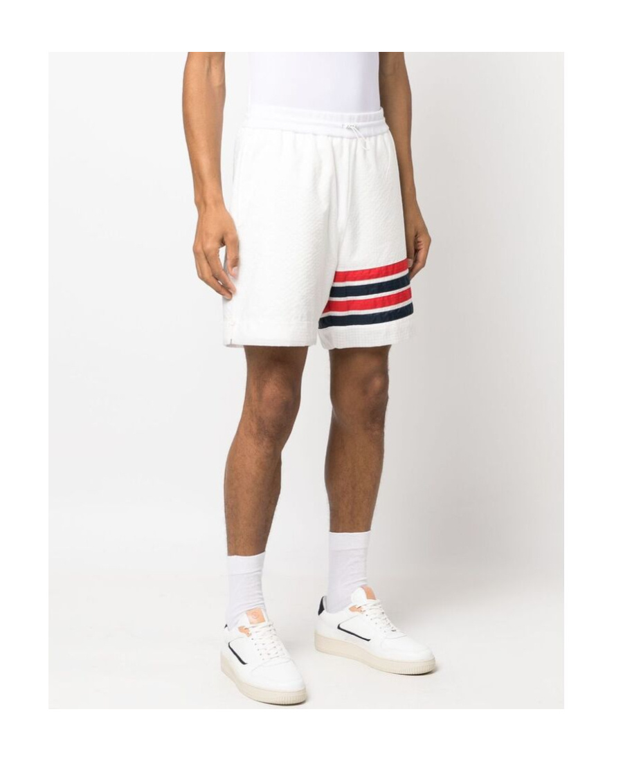 Thom Browne 4-bar Stripe Ripstop Shorts In White