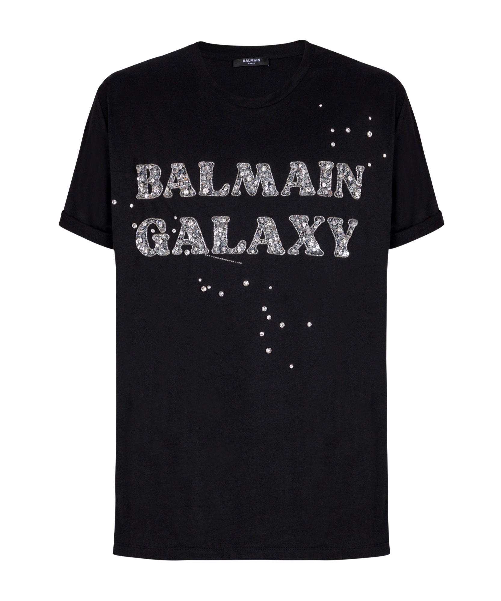 Balmain Embroidered Galaxy Logo T-shirt In Black