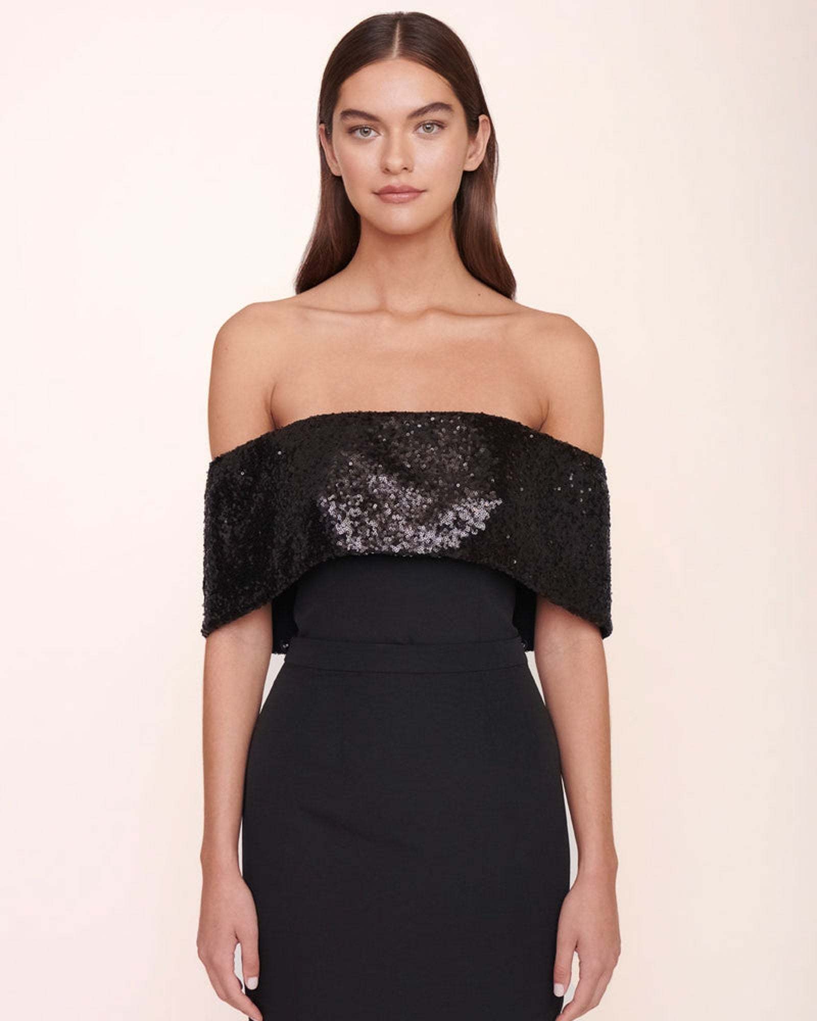 Staud Bare-shoulder Blouse In Black