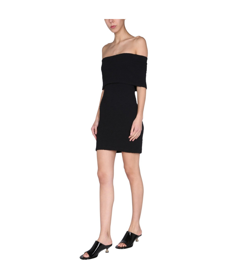 Msgm Off-shoulder Mini Dress In Black