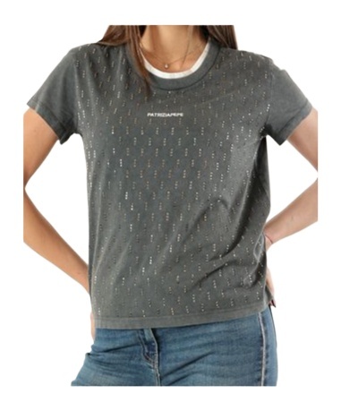 Patrizia Pepe T-shirt With Vintage Effect Studs In Black