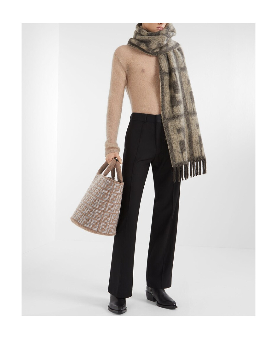 FENDI FF-PATTERN WOOL-BLEND SCARF 