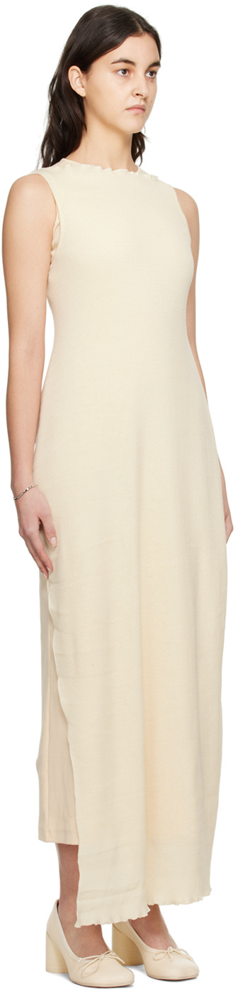 Mm6 Maison Margiela Laminated Dress With Round Neck In Nude