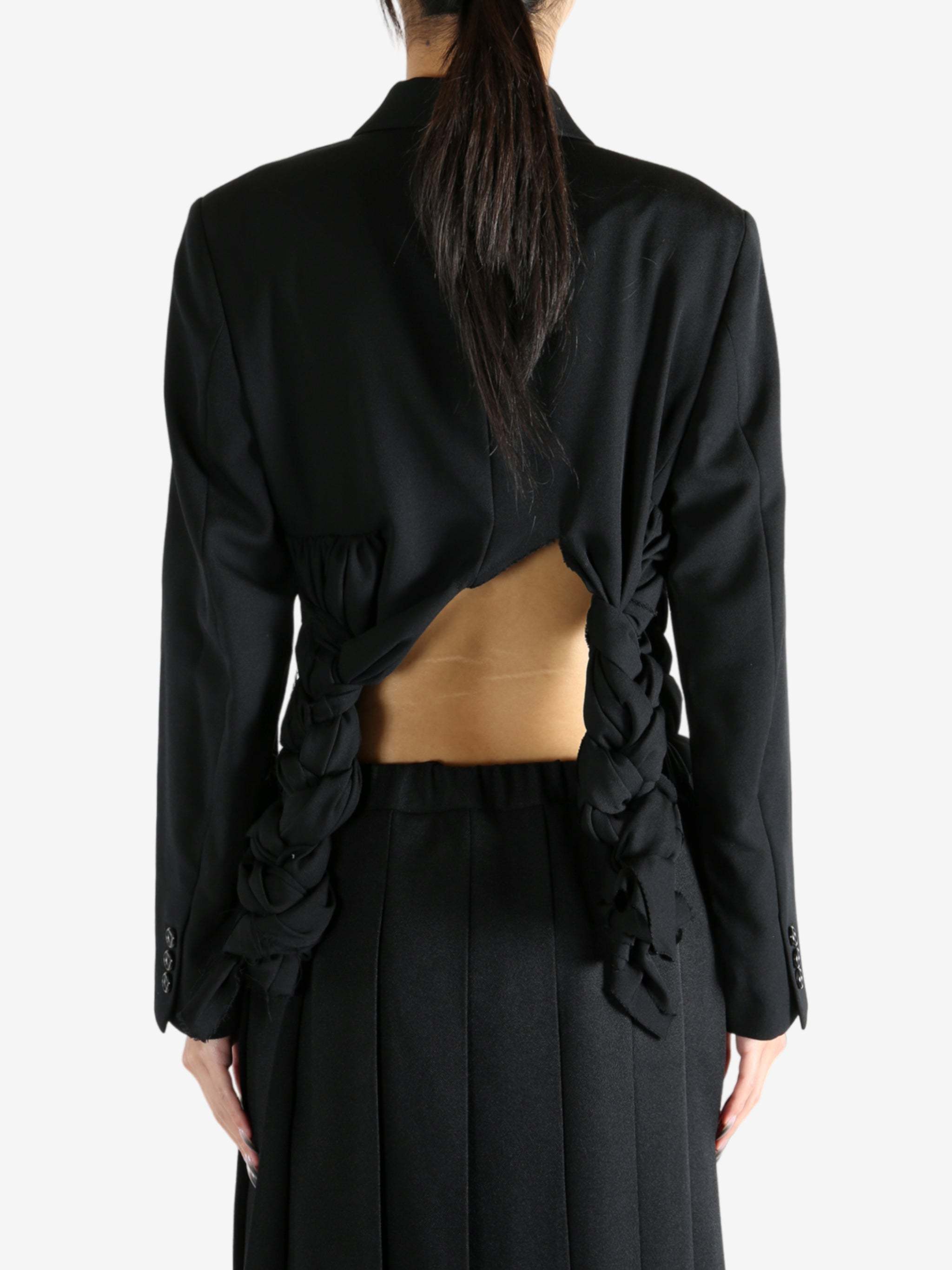 Comme Des Garçons Braided-detail Cropped Jacket In Black
