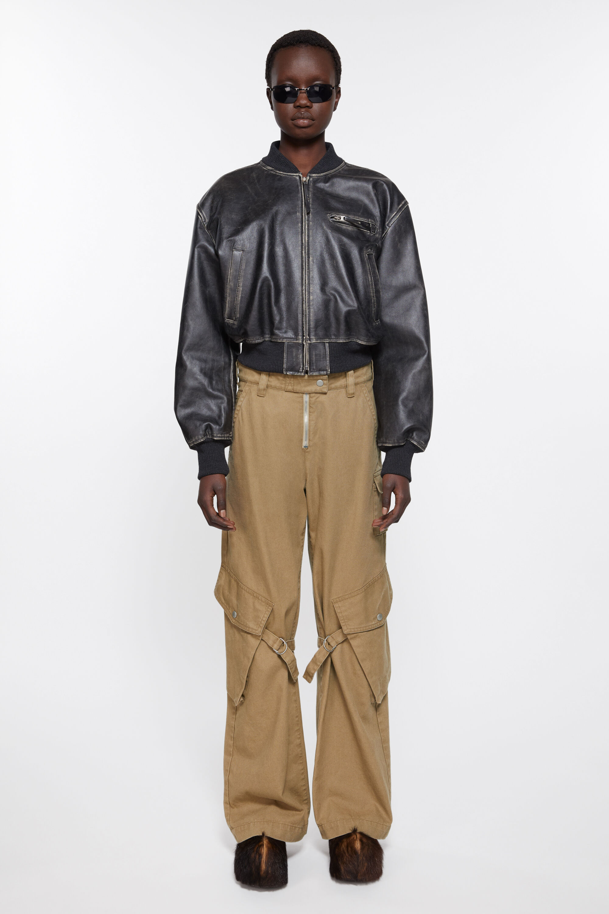 Acne Studios Straight Cotton Cargo Trousers In Green
