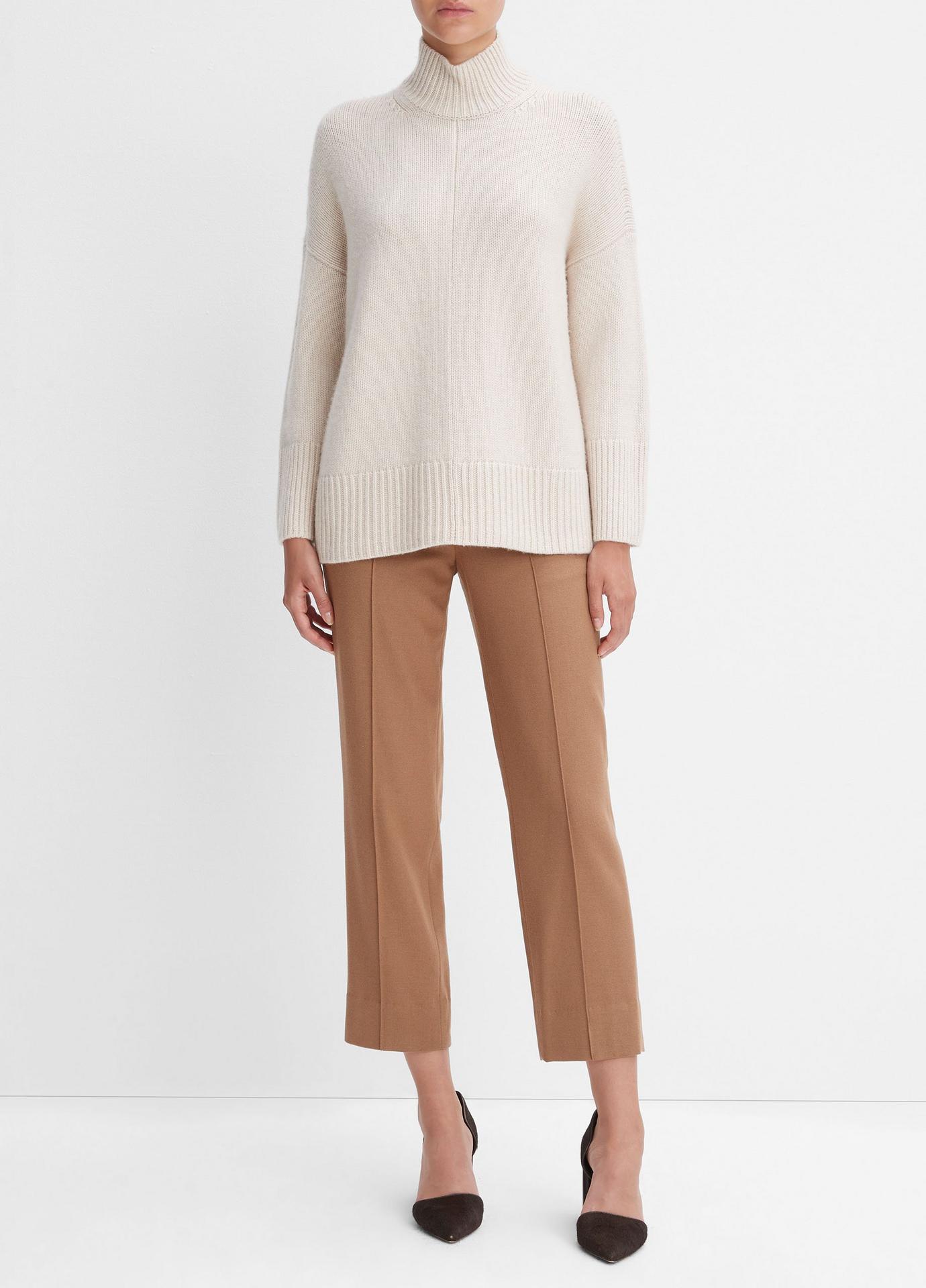 VINCE WOOL AND CASHMERE TRAPEZOIDAL TURTLENECK SWEATER
