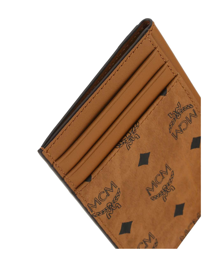 Mcm Folded Wallet With Striking Contrast Stitching In Brown