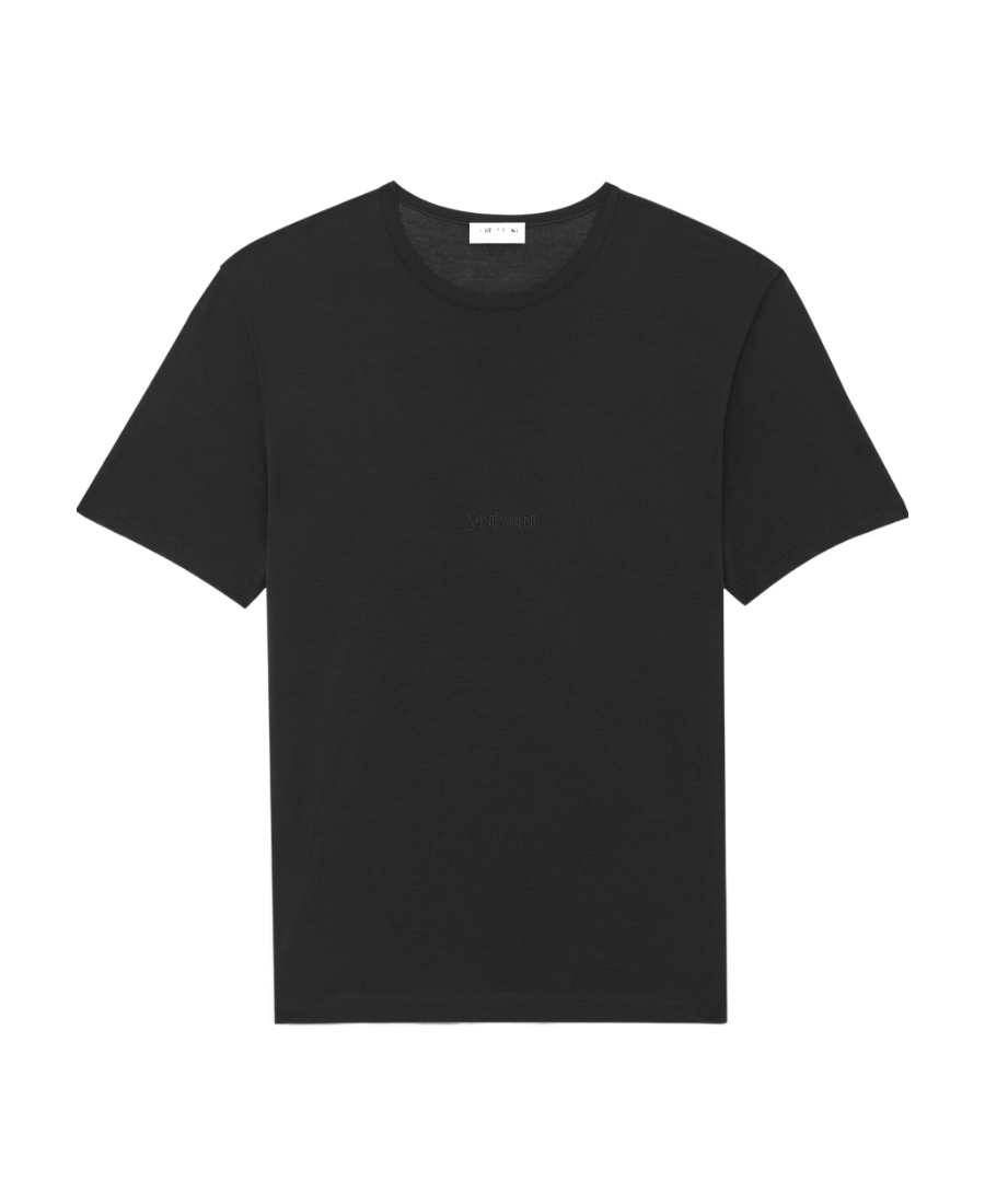 Saint Laurent Logo-embroidered Jersey T-shirt In Black