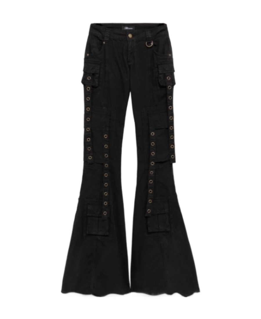 Shop Blumarine Eyelet-detail Flared Trousers In Black