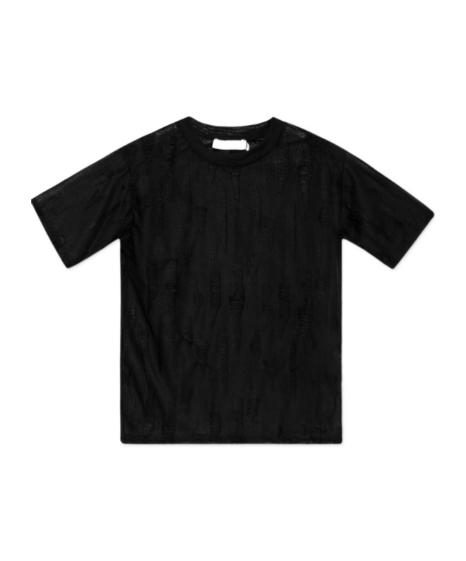 Iro Distressed Semi-sheer T-shirt In Black