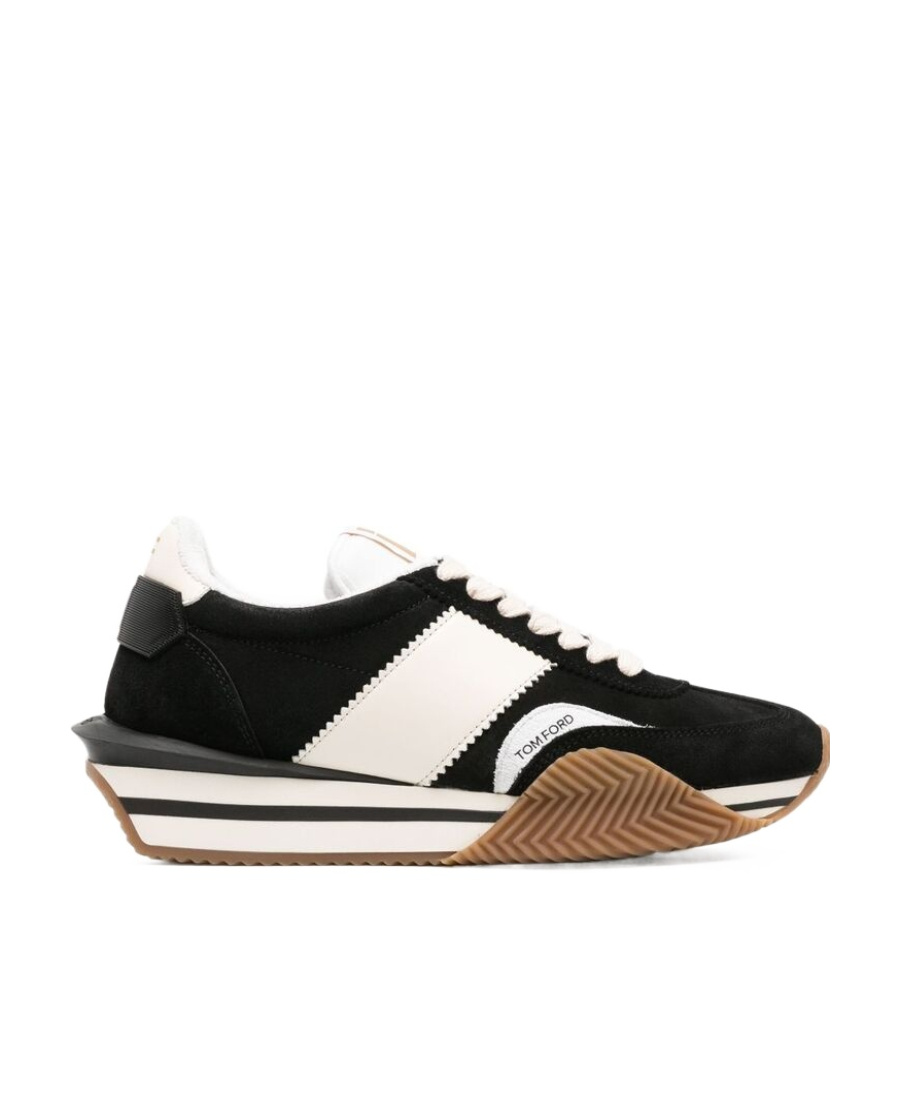 Tom Ford James Panelled Flatform Sneakers In Black