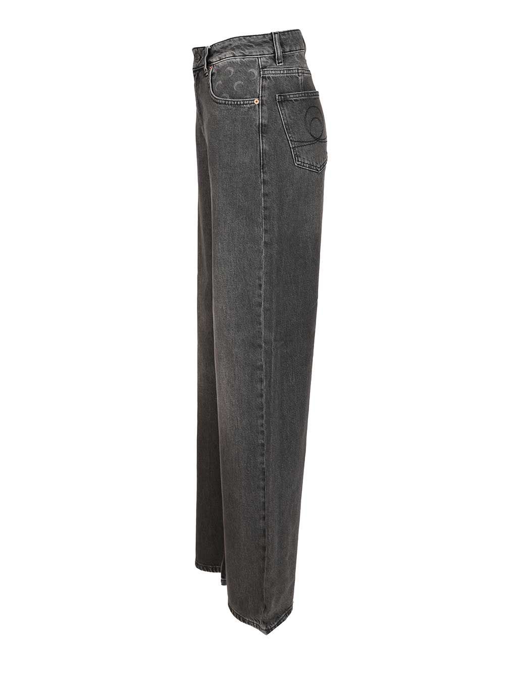 Marine Serre High-waisted Flared Jeans In Black