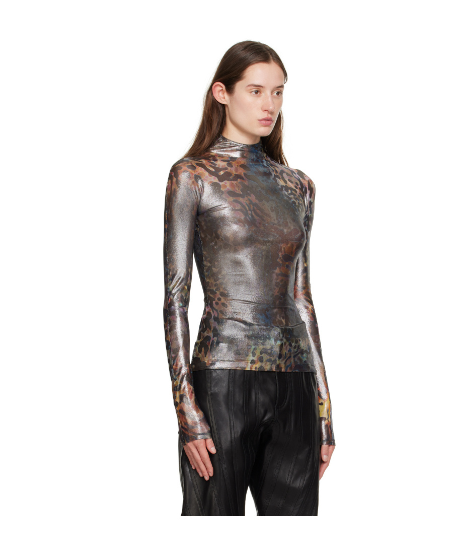 Shop Mugler Pattern Printed Long-sleeved T-shirt In Black