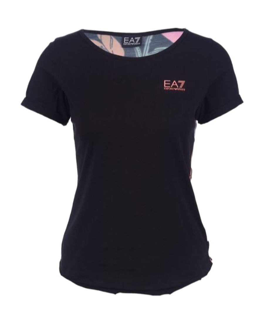 Ea7 Logo Short-sleeved T-shirt In Black