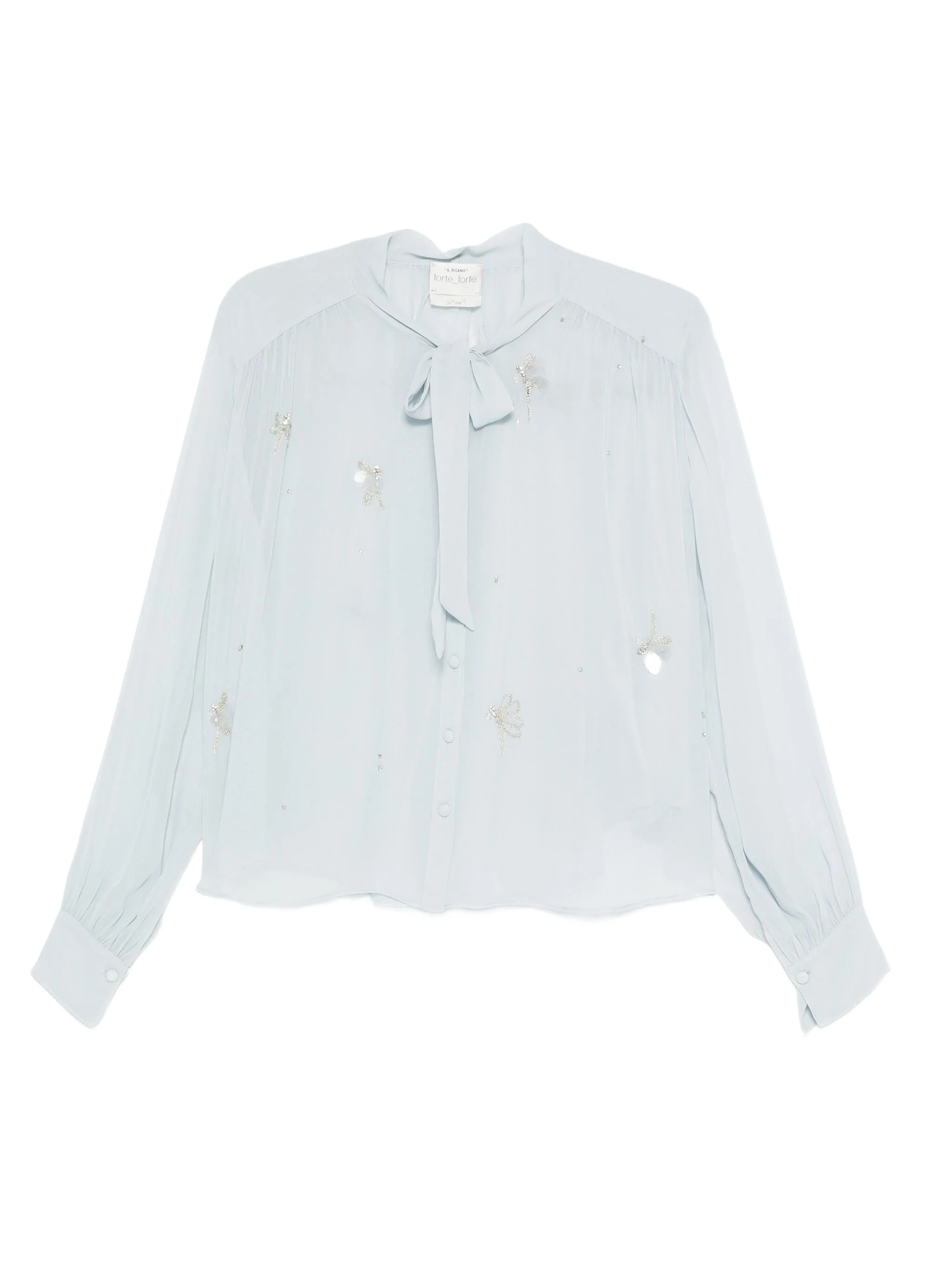 Forte Forte Crystal-embellished Tie-neck Shirt In White