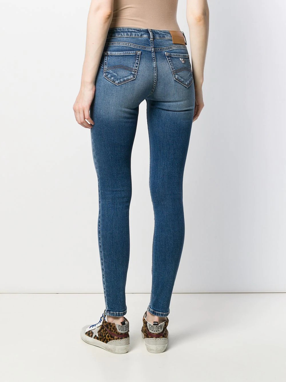 Emporio Armani Logo Slim Jeans In Blue
