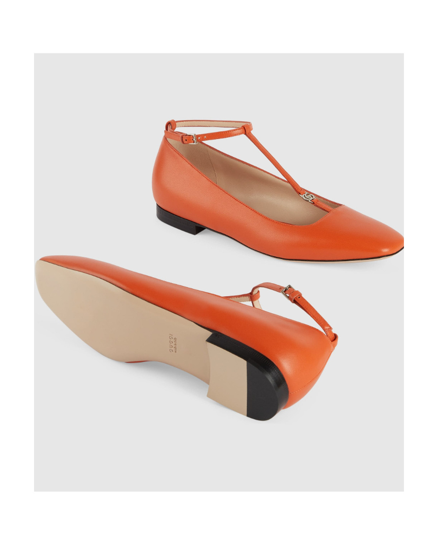 Gucci Gg-plaque T-bar Ballerina Shoes In Multicolor