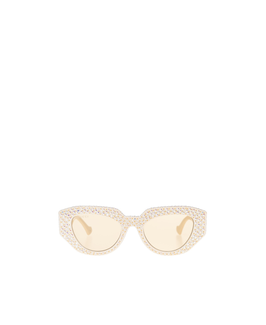 Gucci Double G Rhinestone-embellished Sunglasses In White