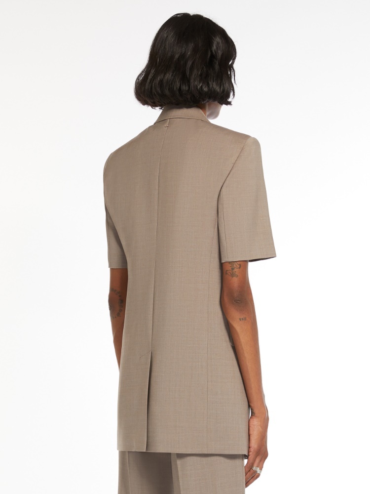 Sportmax Short-sleeved Wool Suit Jacket In Gray