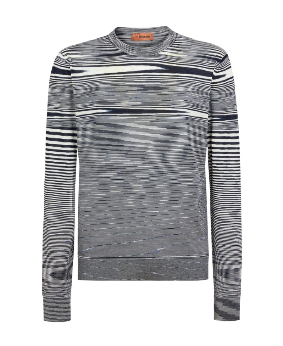 Missoni Striped Intarsia-knit Wool Jumper In Gray