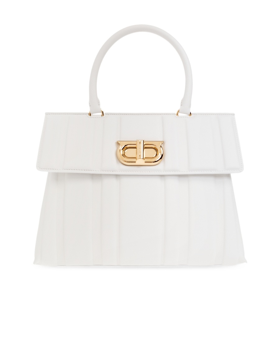Ferragamo Flip Shoulder Bag In White