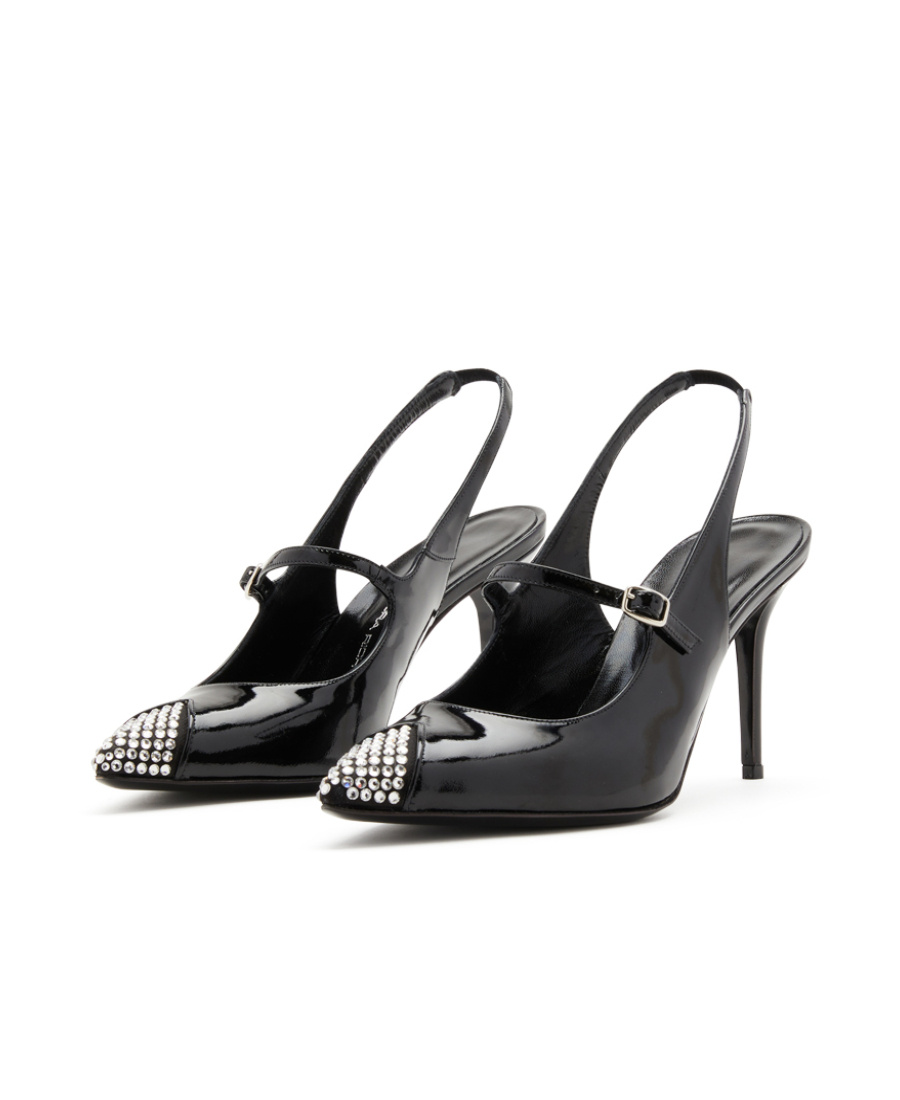 Alessandra Rich Logo High Heels In Black
