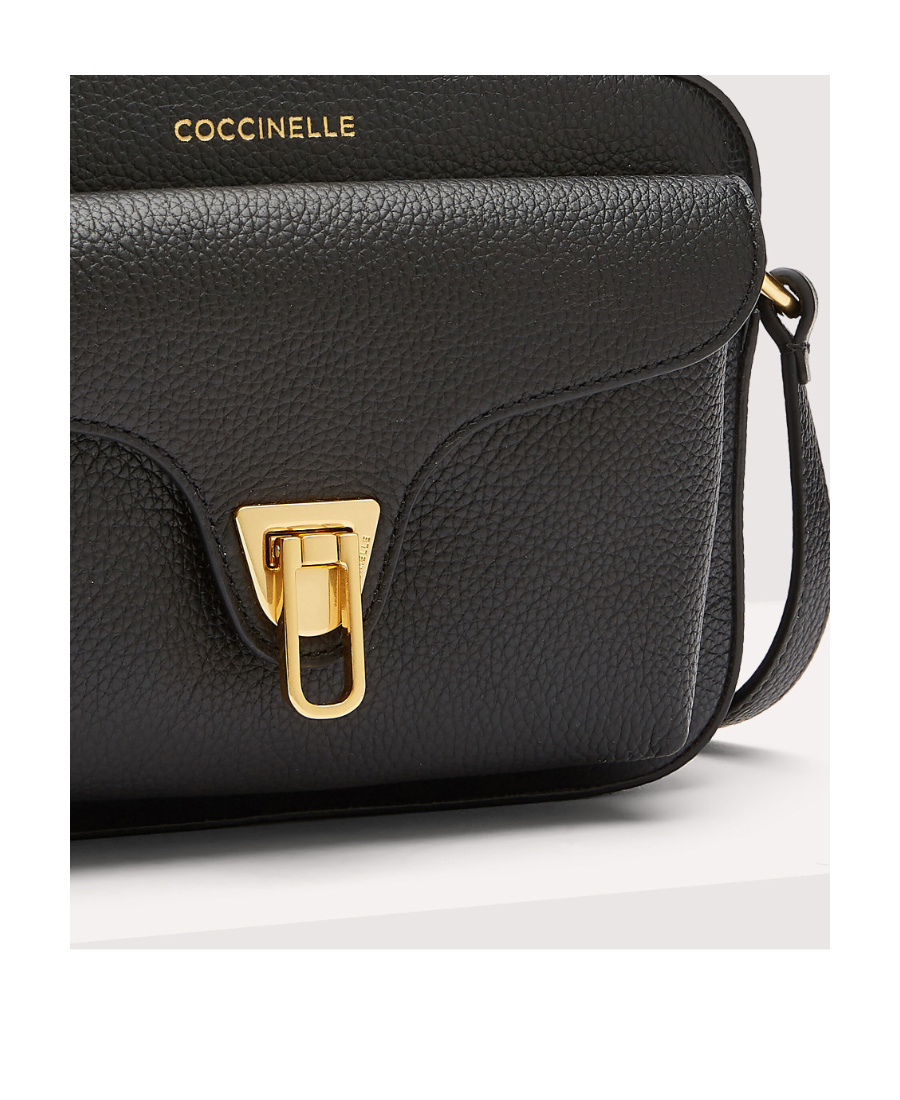 Coccinelle Beat Logo Stamp Small Shoulder Bag In Black