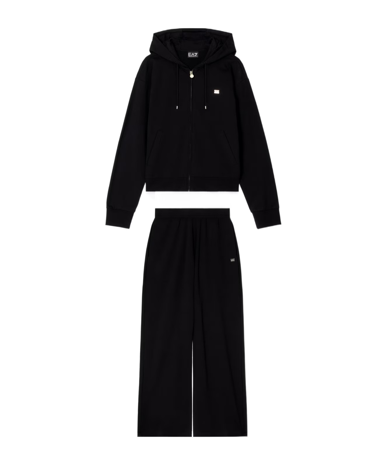 Ea7 Emporio Armani Stretch Hooded Tracksuit Set In Black