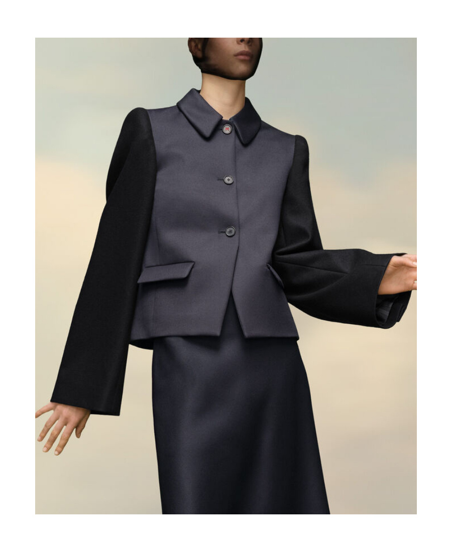 Maison Margiela Buttoned-up Wool Jacket In Black