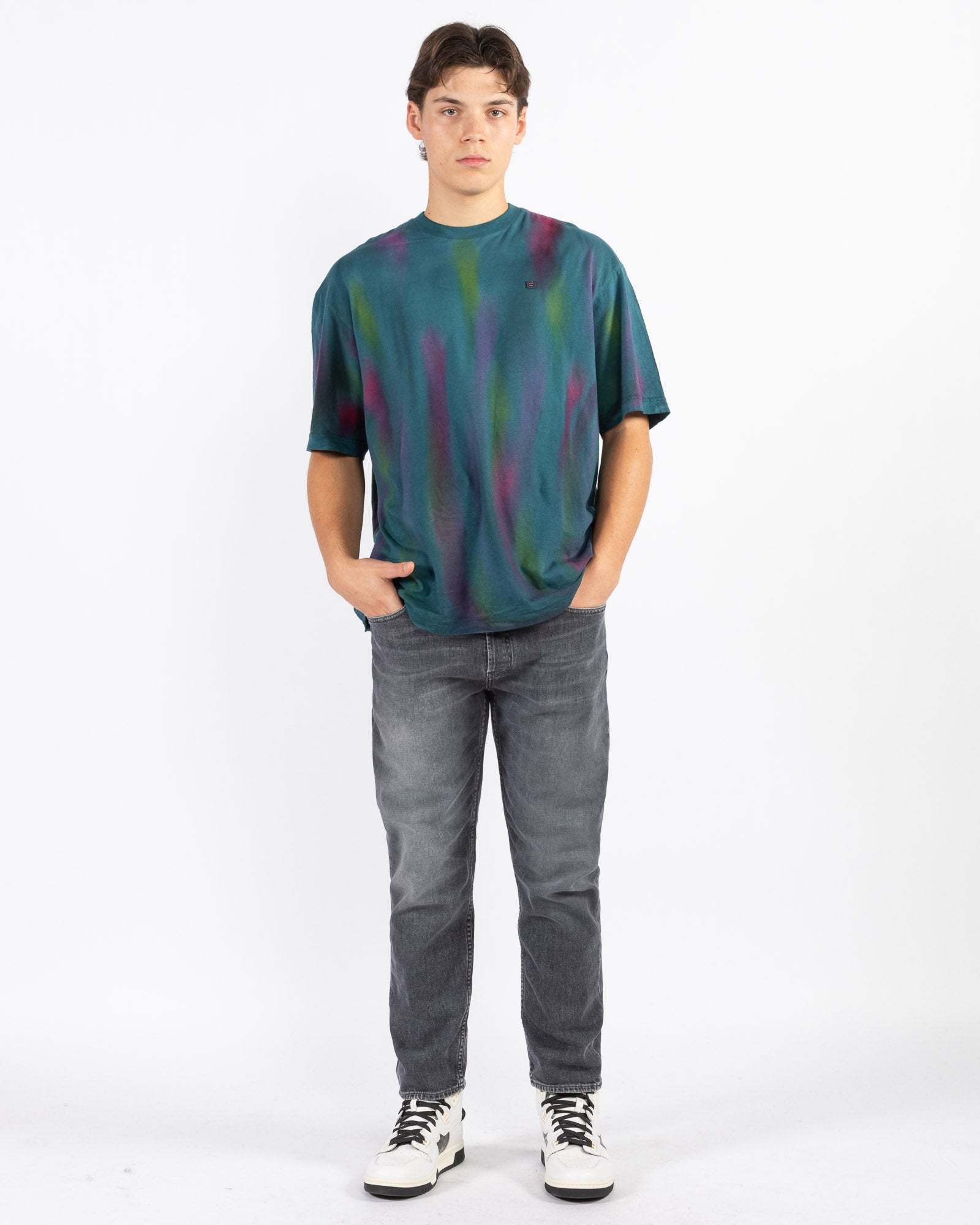 Acne Studios Distressed Five-pocket Faded Shorts With Belt Loops In Gray