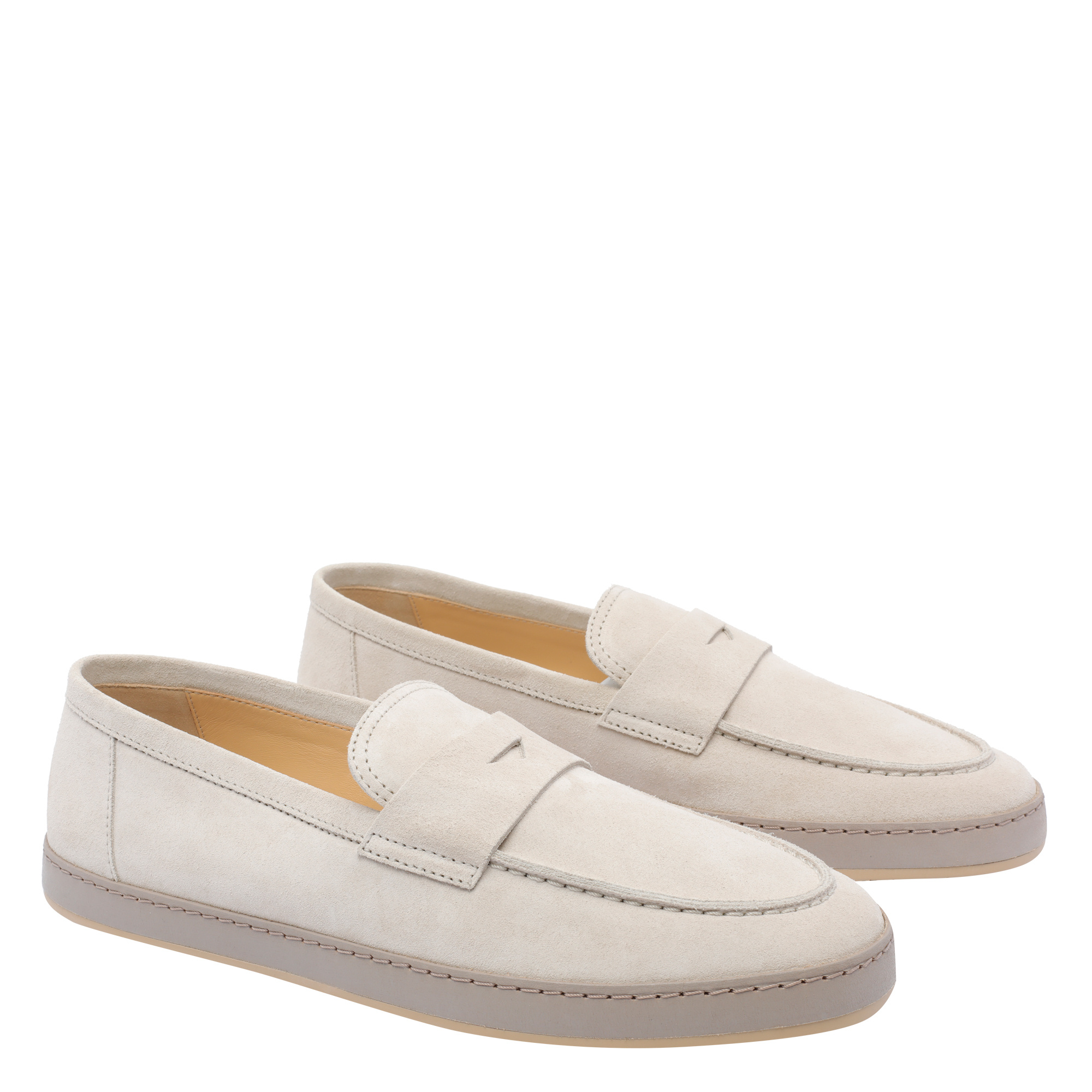 Brunello Cucinelli Loafers With Round Toe And Suede Finish In Gray